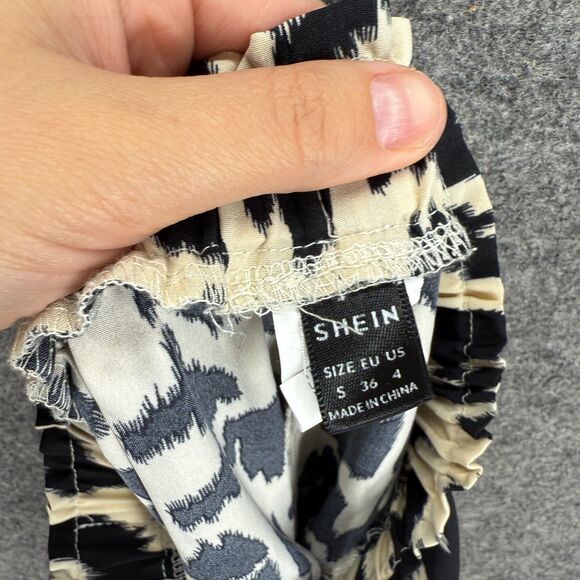SheIn Shorts Womne S Small Beige Animal Print High Rise Hot Pants Pull On Belted - Picture 4 of 6